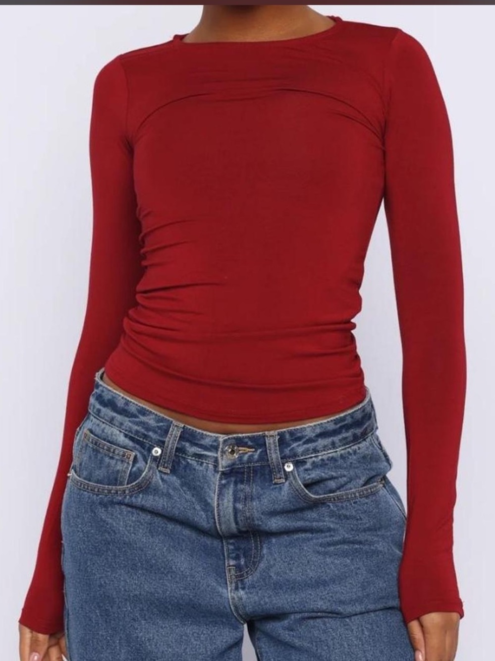 White Fox Boutique Red Long Sleeve Top